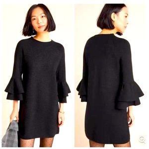 NWT Anthropologie Black Sweater Dress Flutter Sleeve LBD